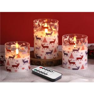 Christmas Flameless Pillar Candles with Remote, Flickering LED Pillar Candles Set of 3