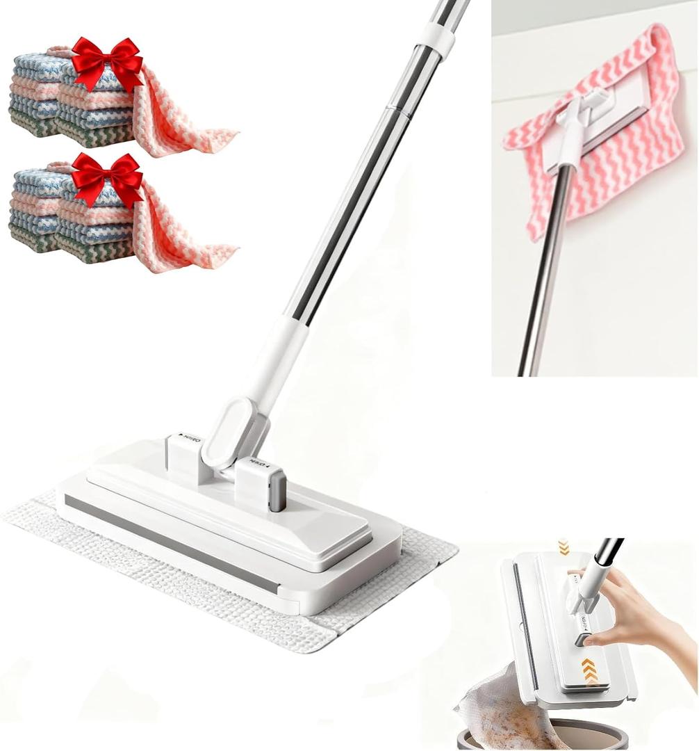 Snap Grip Mini Mop, Zero Touch Mini Mops, Gap Dust Cleaner Flat Mops with Locking Head & Sweeping Cloths, 92cm Long Handle Mopping Sweeper Stick for Multi Cleaning (1*mop+5*Cloth) 714 Days delivery