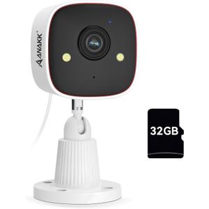 3MP 2K WiFi Indoor/Outdoor Security Camera with SD Card, Night Vision, Motion Detection, 24/7 Recording & 2-Way Audio - Ideal for Baby, Home, Pet Surveillance