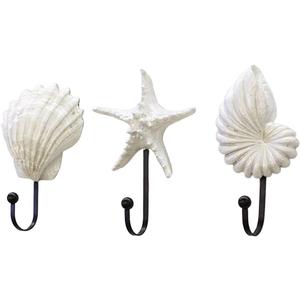 Coat Hooks, 3PCS Resin Ocean Style Seashell Wall Hooks Decorative Wall Hooks for Hanging Keys, Towels, Coats, Hats, Robes, Clothes, Home Utility Hook for Bathroom Shower Kitchen Door Decor