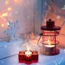 Tealight Candle Holder Set of 2, Red Glass Tealight Holder for Xmas Ornament, Snow Candle Holder Stand for Christmas Table Centerpieces Decoration, Red