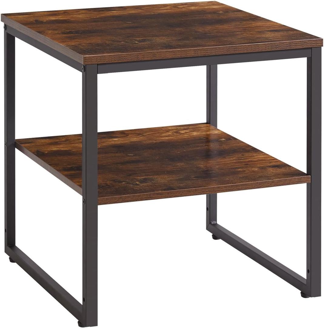 Small Table Stand 20 Inch, Multi-Functional Side & Printer Accent Table with Storage Shelf, Rustic Brown YD-TM153H