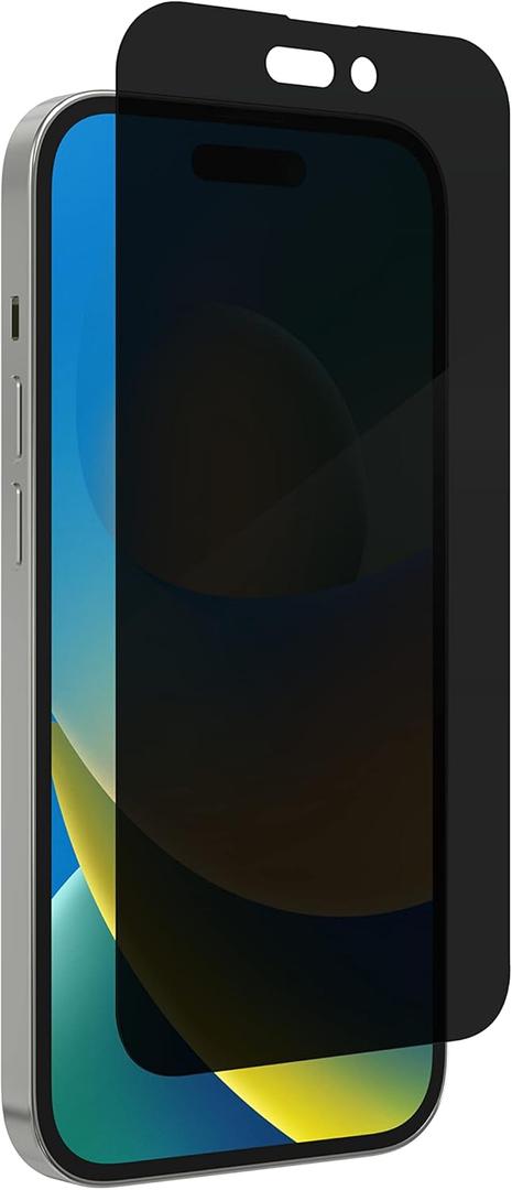 ZAGG Invisible Shield Glass Elite Screen Protector for iPhone 14 Pro Max, 2-Way Privacy, Reinforced Edges, 5X Shatter Protection