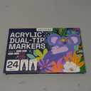 ARTISTRO 24 Dual Tip Acrylic Paint Markers, Acrylic Paint Pens, Fabric Markers for Textile, Rock, Glass, Wood, Paper, Ceramic, Canvas DIY Art Supplies Kit for Kids and Adults (Dual Tip Dot + Fine, 24)