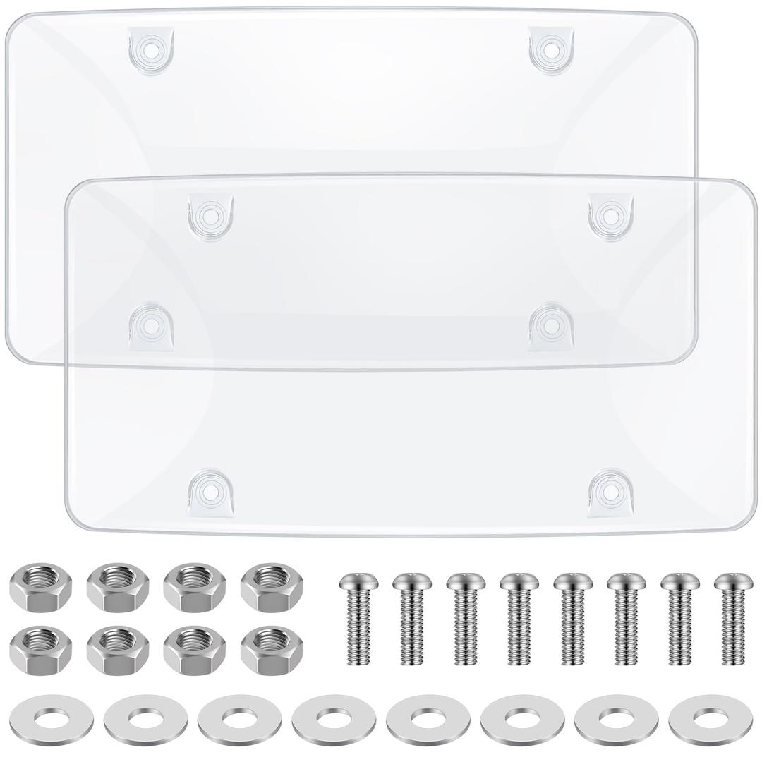 Datanly 6 Pack Clear License Plate Covers Unbreakable Novelty Licenses Plate Protector 12.2"x6.3" Novelty Clear Bubble Protector License Plates Frame for Car Tag, Front and Back with Fastening Screws