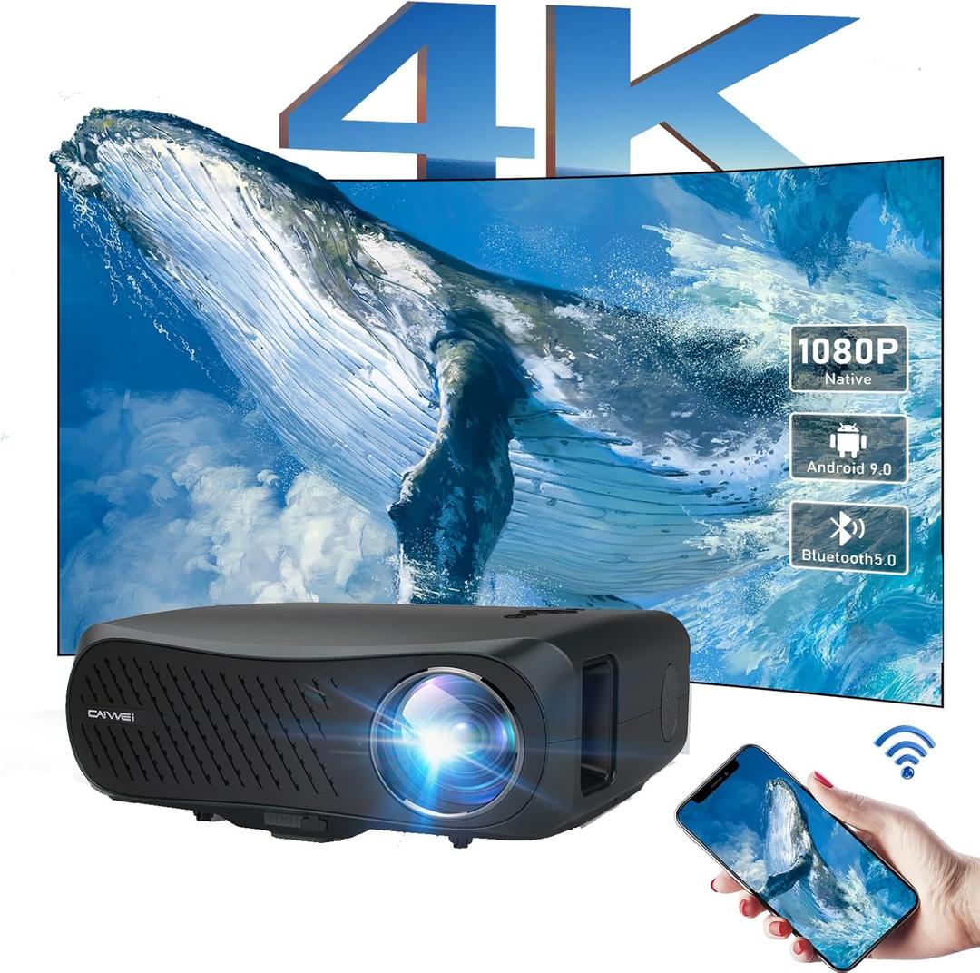 Smart 4K Projector 1000ANSI High Lumen Android LCD Projector with Bluetooth 5G WiFi, Native 1080P Full HD Home Projectors for Gaming Netflix Prime Video, with HDMI USB VGA 2G+16G Rom