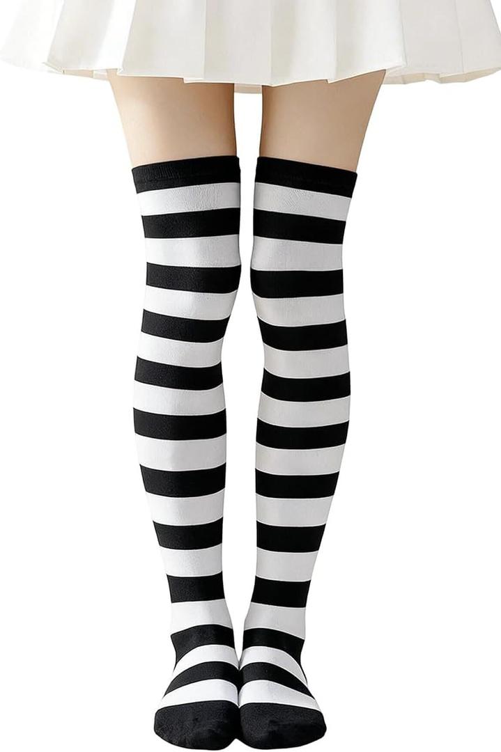 Stripe Knee High Socks for Youth Adult Multi-Color Over-The-Calf Knee High Tube Socks