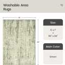 Valenrug Washable Rug 5x7 - Stain Resistant 5x7 Area Rugs for Living Room, Non Slip Backing Printed Rugs for Bedroom, Foldable Machine Washable Area Rug(Green,5'x7')
