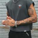 GORGLITTER Men's Dolman Sleeve Crop Vest Top T Shirts Crewneck Loose Pullover Tank Tops (Gray, XL)