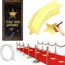Timtin Red Carpet Runner for Party VIP Stage Movie Night 55gsm Thickness 2.62 x 14.5 ft Red Runner Rug Carpet 24 Gold Star Paper Cutouts Film Accessories Wedding Halloween Party Decoration Supplies