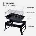 Portable Charcoal Grill for Camping Tailgating Beach Boating Foldable Small Barbeque Grill for Outdoors Lightweight Tabletop BBQ Grill Set with Tongs Gloves Scrubber (14''x10'')