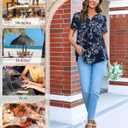 Anydeer Womens Short Sleeve Summer Tunic Tops Dressy Chiffon Blouse Henley Shirts 2025 Casual Pullover (Gray, XXL)