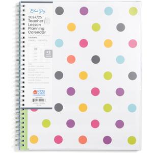 Blue Sky 2024-2025 Academic Year Teacher Weekly and Monthly Lesson Planner, July 2024  June 2025, 8.5" x 11", Flexible Cover, Wirebound, Dots (100330-A25)