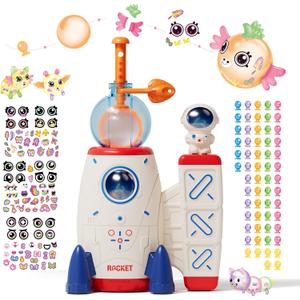 DIY Balloon Space Rocket with Pump, Fun Balloon Animal Craft Kit for Kids Ages 3+, Creative Sticky Balloons Monster Pals, STEM Toy, Ideal Birthday or Holiday Gift for Boys & Girls (White)