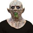 Vampire Mask Scary Zombie Monster Sharp Teeth Mask Halloween Devil Full Head Latex Costume Props for Party (Grey)