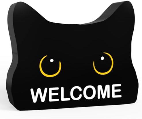 Funny Welcome Bathroom Acrylic Decor Sign Black Cat Decor Cat Decor for Home Bathroom Cat Lover Gifts For Women Men