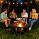 FDW 36 Inch Fire Pit with 2 Adjustable Grills, Wood Burning Fire Pits for Outside with Lid & Fire Poker, BBQ& Outdoor Firepit & Round Metal Table 3 in 1 for Patio, Picnic, Party
