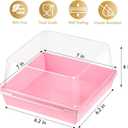 Ocmoiy 7x7x4 Inches Pink Paper Cake Boxes with Clear Lids for 6 Inch Cakes, 20 Pack Square Disposable Cake Bakery Take Out Containers, To Go Dessert Boxes