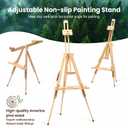 Foldable Easel for Painting: Adjustable Solid Pine Wood Portable Easel for Adults - Drawing Easel Stand with Carrying Bag & Features a Spacious Removable Tray Holds Canvas up to 25", 24.4 inches