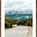 QOTIB Wood 22x28 Picture Frame with 18x24 Mat, Display 18x24 with Mat or 22x28 Without Mat, Wood 22 by 28 Photo Frame, 22 x 28 Frame for Wall Hanging Display, Deep Brown