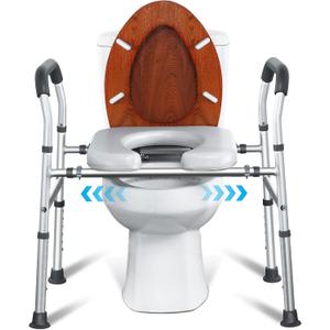 Raised Toilet Seat with Handles, Toilet Seat Riser for Seniors with Height and Width Adjustable, up to 400lbs, Commode Chair for Elderly, Pregnant and Handicap, Fit Any Toilet, FSA/HAS Eligible