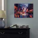 Abstract Cityscape Wall Art Colorful New York City Picture Modern NYC Wall Decor Watercolor Neutral USA Urban City Building Prints Starry Night Neon Artwork for Bedroom Living Room Decoration 12x16"