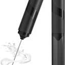 Milk Frother Handheld with Cover, Battery-Operated Electric Foam Maker Frother Wand, Whisk Drink Mixer & Foamer for Coffee, Latte, Matcha, Hot Chocolate (black-2)