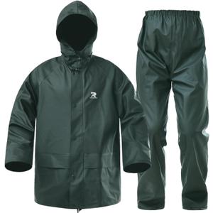 RainRider Rain Suits for Men Waterproof Rain Jacket Coat Pants Heavy Duty Women Fishing Rain Gear Workwear (Small, Dark Green)