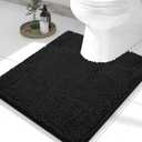 Toilet Rugs U-Shaped 24x20, Soft Absorbent Non-Slip Contour Bathroom Rugs for Toilet, Machine Washable Contoured Bath Mats, Black