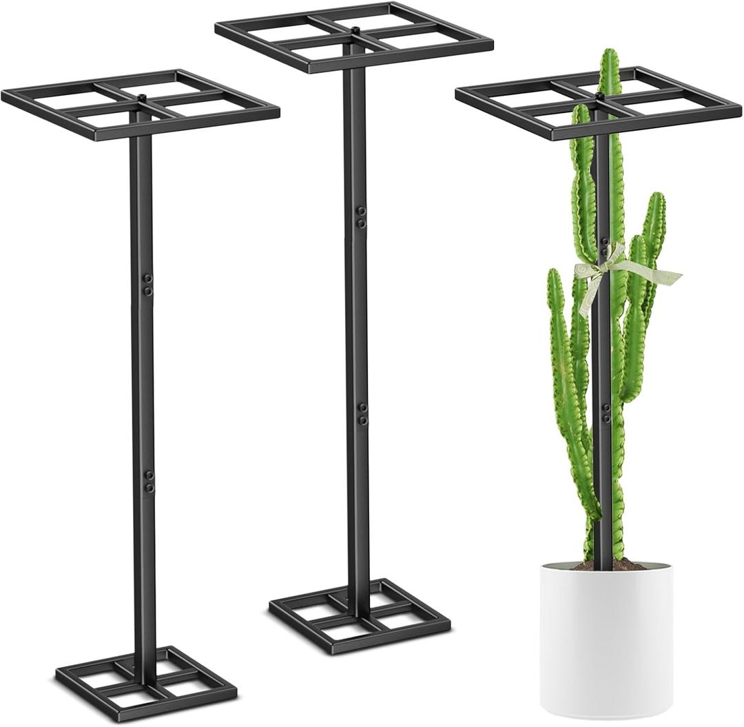 2 Pcs Metal Dragon Fruit Trellis, Durable Adjustable Dragon Fruit Stand Gardening Support for Vertical Climing Plants Trees Cactus Garden Outdoor Indoor Potted Support 8''12''45'' (Black)