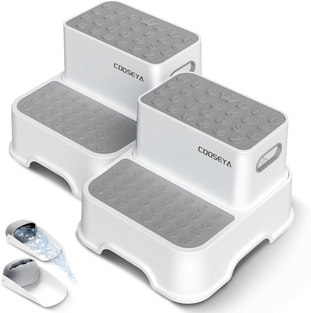 COOSEYA 2 Step Stools for Kids,Toddler Step Stool for Bathroom Sink,No-Slip Double up Stepping for Toddlers Bathroom, Multifunctional Toilet Potty Stool for Kids,Toilet Potty Training(2 Packs) (Gray) COOSEYA 2 Step Stools for Kids,Toddler Step Stool for Bathroom Sink,No-Slip Double up Stepping for Toddlers Bathroom, Multifunctional Toilet Potty Stool for Kids,Toilet Potty Training(2 Packs) (Gray)