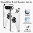 Tnarru Designed for Google Pixel 9 Pro XL Clear Case with Stand [Magnetic Ring Holder Kickstand] Soft TPU Bumper Non-Yellowing Anti-Scratch Lightweight Slim for Google Pixel 9 Pro XL Case Black