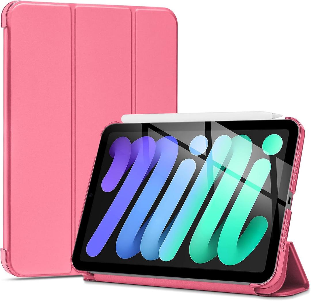 ProCase Smart Case for iPad mini 7 A17 Pro 2024/iPad Mini 6 2021 8.3 Inch iPad mini 7th/6th Gen Case, Hard Back Cover for iPad mini 8.3" 7th Gen A2995/A2996/A2993/6th Gen A2567 A2568 A2569 -Melonpink