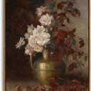 KISSFOX Framed Wall Art Vintage Wall Decor Flower Pictures Dark Botanical Canvas Art Rose Floral Paintings Moody Still Life Artwork For Bedroom Living Room Kitchen, 36"L x 24"W