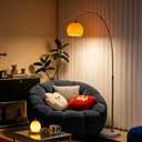 Orange Arc Floor Lamp with Acrylic Shade,Arch Reading Lamp Floor Standing,Mid Century Modern Orange Standing Lamp for Living Room Bedroom