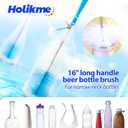 Holikme Bottle Brush Tube Cleaning Lab Set with Long Handle, Cup Cleaner for Washing Narrow Neck Beer Wine Decanter Pipes Lids Sinks Cap Covers, White