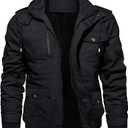 TACVASEN Men's Winter Jacket Cotton Military Jackets Fleece Lined Thick Work Warm Cargo Coats with Hooded (Medium, B.148 Black)