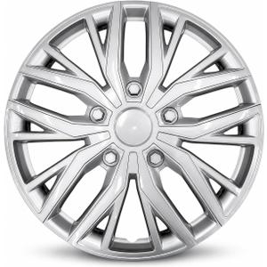 14 Inch Silver Hubcaps with Adjustable Steel Retention Rings, Premium ABS Universal Fit, Set of 4 Wheel Covers (Silver)