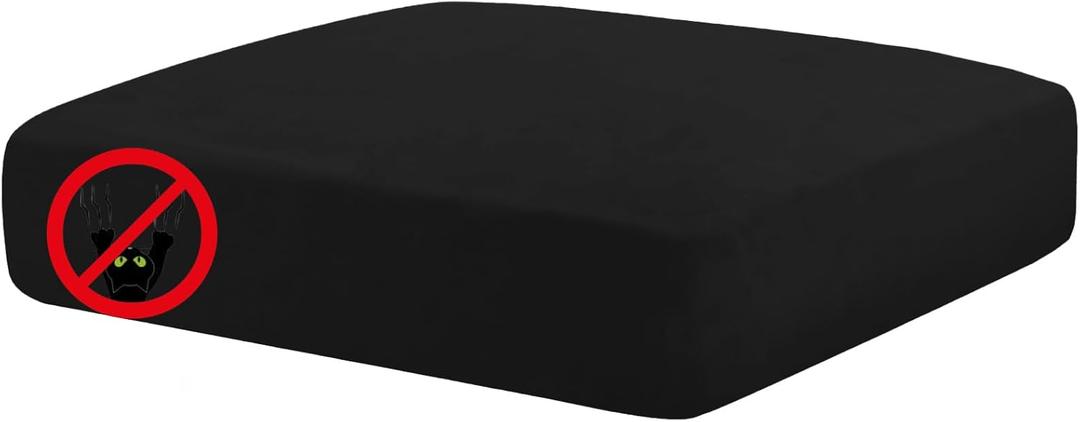 MAXIJIN Velvet Stretch Cushion Cover Fitted Couch Cushion Slipcovers 1 Pack Arm Chair Seat Cushion Cover for Individual Cushion Sofa Chair with Elastic Bottom (Chair Cushion, Black)