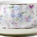 fanquare Country Style Floral Tea Cup and Saucer Set, 6 Ounces Cappuccino Coffee Cup with Gold Trim, Porcelain Teacups for Women and Tea Parties (Purple Flower)
