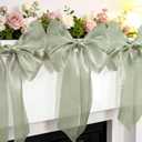 1-String 6.5ft Sage Green Bows Garland Banner, 6 Pcs Pre-Strung Bow Party Decorations for Birthday, Bachelorette Party, Girly Pink Party Supplies, Baby Shower, Bridal Shower