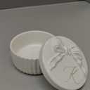 COLLECTIVE HOME Monogram Initial Jewelry Box with Bow - Elegant Ring Holder & Earring Dish | Christmas Gift Idea for Women, Unique Birthday Present for Her (K)