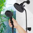 Rain Shower Head with Handheld, High Pressure Rainfall Showerhead and 3 Settings Hand held Spray Combo with Detachable Hose (Black)