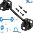 2 Pack Barn Door Latch Lock 3" Black Hook and Eye Latch with Screws, Rust-Resistant Metal Gate Latch for Window, Cabin Hooks, Sliding Door, Bathroom, Bedroom