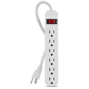 Belkin 6-Outlet Power Strip With 3ft Cord, White