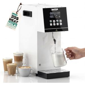 WantJoin Commercial Milk Frother - 2000W Milk Steamer for Latte Cappuccino Coffee, Beverage Heater with Hot Water Dispenser & LED Display, Hotel Use (White)