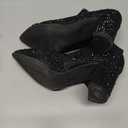 ABSOLEX Women Pointed Toe Rhinestone Block Medium Heel Ankle Booties, Size 6.5