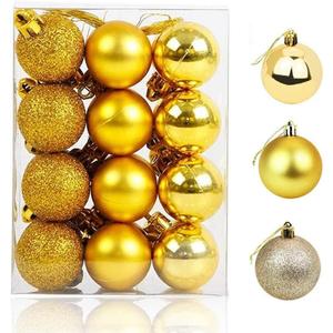 Christmas Balls Ornaments for Desktop Christmas Tree Decorations Baubles 24 Pieces 1.2 inch Mini Decorative Ball for Wedding Party (Gold)