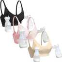 GXXGE Nursing Bra Support Pumping Bra Hands Free All in One Maternity Bra Comfortable Breast No Pad Pumps Bra, Black Nude Small