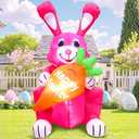 KOOY 4FT Easter Bunny Inflatables Outdoor Decoration, Inflatable Easter Bunny Yard Decorations, Blow up Easter Decorations Outdoor for Lawn Garden Holiday Decor